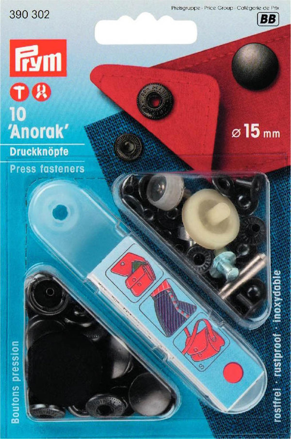 Nähfrei-Druckknopf Anorak, 15mm, brüniert