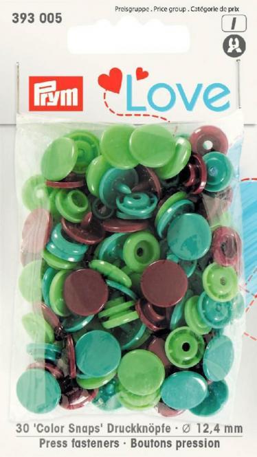Druckknopf Color Snaps, Prym Love, 12,4mm, grün/hellgrün/braun